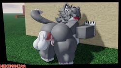 3d anal_sex anthro ass disembodied_penis feline female furry nekomaniaa oc roblox robloxian self_upload tuxedo_cat