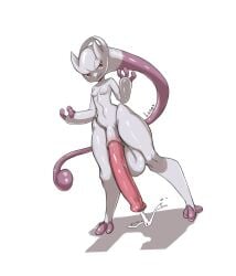 anthro balls big_balls big_penis bodily_fluids breasts bulge claws cum female fur futanari generation_1_pokemon generation_6_pokemon genital_fluids genitals hi_res huge_balls huge_cock hyper hyper_balls hyper_genitalia hyper_penis intersex legendary_pokemon ls404 mega mega_evolution mega_mewtwo mega_mewtwo_y mewtwo nintendo nude penis pokemon pokemon_(species) smile solo thorns tongue tongue_out