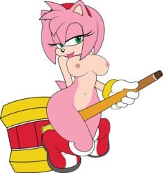 amy_rose anthro breasts female female_only fur hammer hedgehog mammal piko-piko_hammer pink_hair pussy ravnic sega solo sonic_(series) sonic_the_hedgehog_(series)