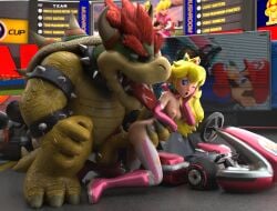 1boy 1girls 3d anal_sex anthro anthro_on_human big_penis blonde_hair blush bowser breasts hanxulz hsfrx human human_on_anthro interspecies king koopa larger_male licking mammal mario mario_(series) mario_kart nintendo nude nude_female princess princess_peach reptile royalty scalie sex size_difference smaller_female straight straight_sex super_mario_bros.