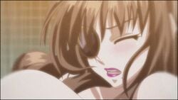 animated approximated_aspect_ratio beauty_mark blush bouncing_breasts breasts brown_hair closed_eyes eye_patch gloss huge_breasts kara_no_shoujo lips lipstick long_hair lowres makeup mole monocle natsume-san nipples nude open_mouth sex small_areola small_nipples