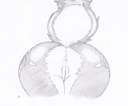 anthro anus ass_focus canine female fox fur furry joey-darkmeat krystal monochrome nude pussy solo star_fox video_games