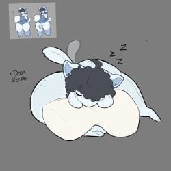 artist_upload ass_bigger_than_head big_ass blue_fur fat_ass feline femboy holding_object lopsalien non-human original_character self_upload sleep_sex sleeping sleepytem_(lopsalien) tail_motion temmie temmie_(undertale) thick_thighs wide_hips