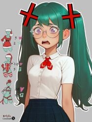 female glasses hatsune_miku miku_fujoshi school_uniform solo zotyfa