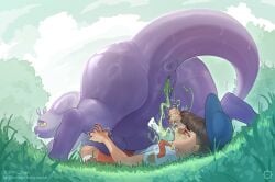 1boy 1girls 2025 2d 2d_(artwork) anus bodily_fluids bottomwear clothing donut_anus duo female female_feral feral generation_6_pokemon genital_fluids goodra green_eyes hat headgear headwear hi_res human interspecies jpeg jpg lying male male/female male_human male_on_feral mammal mr_fuga mrfuga nintendo on_back on_grass on_ground orange_shorts pants peeing pokemon pokemon_(species) pokephilia purple_body shirt shorts slime tagme tail thick_tail thick_thighs topwear unusual_bodily_fluids unusual_genital_fluids unusual_pussy_juice urine vaginal_fluids white_shirt zoophilia