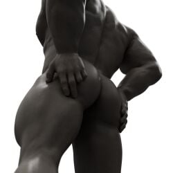 2024 3d back_muscles butt digital_media_(artwork) dragon_age dragon_age_inquisition grey_body grey_skin hand_on_butt horned_humanoid iron_bull kekkancg low-angle_view male_only muscular_anthro muscular_male muscular_thighs nipple nude pecs pectorals qunari rear_view simple_background standing white_background