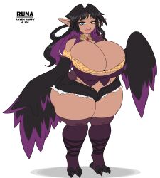 1girls artist_request bird_wings dark-skinned_female dark_hair harpy looking_at_viewer original_character tagme