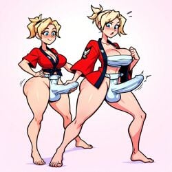 2futas ai_generated ass ass big_ass big_breasts big_butt breasts erection erection_under_clothes erection_under_loincloth fundoshi fundoshi_futanari fundoshilover101 futanari happi_(clothing) huge_ass huge_butt loincloth mercy overwatch sarashi valbun_style