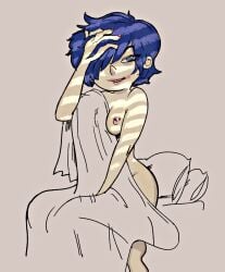 after_sex blue_hair breasts cartoon_network disheveled drawthread_request ed_edd_n_eddy female female_focus female_only kanker_sisters lipstick lipstick_smear marie_kanker nipple_piercing redlever