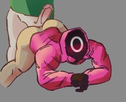 ass circle_(squid_game) dick ehoooow gay gay_sex male male_only mask mask_on_head masked_male netflix pantsless penis penis_on_ass pink_guard sex squid_game