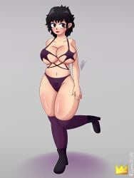 black_eyes black_hair chubby chubby_belly chubby_female gabriela_(queenofuall) lingerie lingerie_only queenofuall seductive_look seductive_pose