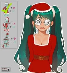 christmas female glasses hatsune_miku miku_fujoshi solo zotyfa