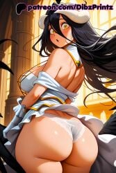 1girls :o ahoge ai ai_assisted ai_generated albedo_(overlord) albedo_\(overlord\) anime artist_name ass back bare_shoulders black_feathers black_hair black_wings blush breasts cowboy_shot curvy demon_girl demon_horns detached_collar dibzprintz dress feathered_wings feathers female floating_hair from_behind gloves hair_between_eyes hi_res high_quality high_resolution highres horns huge_ass indoors large_breasts long_hair looking_at_viewer looking_back low_wings off_shoulder open_mouth overlord_(maruyama) panties patreon patreon_logo patreon_username shoulder_blades slit_pupils solo thick_thighs thighhighs thighs underwear watermark web_address white_dress white_gloves white_horns white_panties wind_lift window wings yellow_eyes