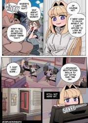 color comic disguise ellie_(impunderneath) english_text female imposter impunderneath original original_character possessed possession skinsuit