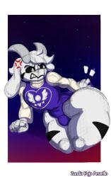 5_fingers alpha_channel angry annoyed anthro asriel_dreemurr asriel_dreemurr_(god_form) ass big_butt black_markings black_sclera bovid bulge caprine clothed clothing cross-popping_vein dress femboy fingers fur goat heart_symbol hi_res horn huge_butt hyper hyper_butt looking_back male mammal markings purple_clothing purple_robe robe solo undertale undertale_(series) white_body white_eyes white_fur zynda_ae_(artist)