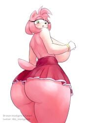 2023 amy_rose anthro areola ass b_inteligence big_breasts big_butt blush bottomwear breasts clothed clothing eulipotyphlan female furaffinity furry_female gloves green_eyes half-closed_eyes handwear hedgehog hedgehog_girl hi_res huge_breasts huge_butt looking_at_viewer looking_back low-angle_view mammal mobian mobian_(species) multicolored_body narrowed_eyes nipples no_bra no_panties open_mouth pink_areola pink_nipples sega side_boob simple_background skirt skirt_only solo sonic_(series) sonic_the_hedgehog_(series) thick_thighs topless two_tone_body white_background