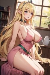 ai_generated big_breasts elf elf_ears elf_female elf_girl elf_princess huge_breasts large_breasts princess royalty