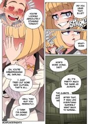 blonde_hair color comic ellie_(impunderneath) english_text female impunderneath maria_(impunderneath) milf mother original original_character possessed possession purple_eyes