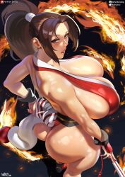 1girls ass big_ass big_breasts breasts brown_eyes brown_hair dat_ass delta26 fatal_fury female hi_res huge_ass huge_breasts king_of_fighters large_ass light-skinned_female light_skin long_hair mai_shiranui revealing_clothes snk thick_thighs