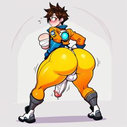 1futa ai_generated ass ass big_ass big_breasts big_butt breasts erection erection_under_clothes erection_under_loincloth fundoshi fundoshi_futanari fundoshilover101 futanari happi_(clothing) huge_ass huge_butt loincloth overwatch sarashi tracer valbun_style