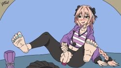 animated astolfo_(fate) balls barefoot canine cum embarrassed fate/apocrypha fate/grand_order fate_(series) feet femboy foot_fetish foreskin male male_focus male_only masturbation no_panties penis pink_hair smile soles solo solo_femboy solo_focus tagme uncut vamp666s video