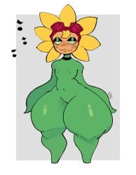 1boy 1femboy big_ass collar flat_chest green_body karu_(artist) makeup plants_vs_zombies plants_vs_zombies:_heroes solar_flare_(pvz) solo tagme thick_ass thick_legs thick_thighs wide_hips