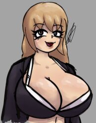 1girls big_breasts black_eyes blonde_hair female looking_at_viewer oc original_character queenofuall smile smiling smiling_at_viewer