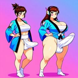 2futas ai_generated ass ass big_ass big_breasts big_butt breasts d.va erection erection_under_clothes erection_under_loincloth fundoshi fundoshi_futanari fundoshilover101 futanari happi_(clothing) huge_ass huge_breasts huge_butt loincloth overwatch sarashi