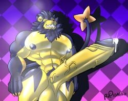 anthro balls bara barazoku boner erection furry hyper_balls hyper_penis luxray male male_only muscles muscular nintendo nude penis pokemon rxq solo solo_male