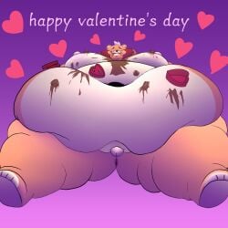 belly big_breasts big_nipples brawl_stars chubby eating exposed_breasts fat furry makjhus nipples obese overweight sam_(brawl_stars) sex