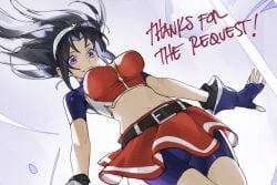 1girls athena_asamiya big_breasts bike_shorts breasts chilicayenne2d female female_only fingerless_gloves hairband huge_breasts king_of_fighters light-skinned_female light_skin long_hair magical_girl pale-skinned_female pale_skin psycho_soldier purple_eyes purple_hair request shorts shorts_under_skirt skirt snk star star_(symbol) text thick_thighs thighs