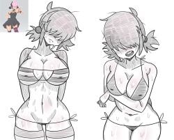 bangs bikini braces cleavage female hair_over_eyes kiki_(teelokay) long_bangs pigtails reference_image saypienx teelokay_(artist)