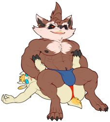 2_horns 4_fingers 4_toes abs anthro anthro_on_anthro anthro_on_bottom anthro_on_top areola ass barazoku between_legs biceps big_bulge big_muscles biped black_areola black_body black_claws black_fur black_hooves black_inner_ear black_nipples black_nose black_toe_claws blonde_eyebrows blonde_hair blue_clothing blue_underwear body_hair bovid bristol brown_body brown_fur brown_hair bulge caprine chiko_(bristol) claws closed_eyes clothed clothed_anthro clothed_male clothing countershade_face countershade_tail countershade_torso countershading deltoids digital_drawing_(artwork) digital_media_(artwork) dipstick_ears duo ear_markings ear_piercing ear_ring eyebrows eyewear facial_markings fangs feet finger_claws fingers flat_colors fur glasses goat guardians_of_the_galaxy gums hair happy_trail head_markings hi_res hooves horn humanoid_hands interspecies legs_up looking_at_viewer lying male male/male male_anthro male_on_bottom male_on_top mammal markings marvel mask_(marking) monotone_background multicolored_body multicolored_ears multicolored_fur muscular muscular_anthro muscular_male navel nipples on_back on_bottom on_top open_mouth open_smile orange_eyes pecs piercing pink_mouth procyonid quads raccoon rectangular_glasses red_clothing red_sclera red_underwear ring_piercing rocket_raccoon serratus short_tail simple_background sitting_on_another smile smiling_at_viewer spread_legs spreading tail tan_body tan_countershading tan_fur teeth three-quarter_view toe_claws toes topless topless_anthro topless_male underwear underwear_only unguligrade wearing_glasses whiskers white_background white_body white_claws white_finger_claws white_fur white_horn yellow_body yellow_countershading yellow_fur