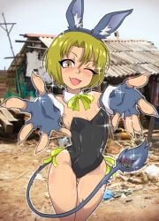 brown_eyes bunnysuit colombian donkey_ears donkey_tail fake_animal_ears female female_focus fingerless_gloves flat_chest freckles green_hair green_ribbons hispanic hispanic_virtual_youtuber indie_virtual_youtuber latam_virtual_youtuber light-skinned_female light_skin neckwear ribbon ryumivt sebasdono short_hair small_breasts smile suit twitch twitch.tv virtual_youtuber vtuber yellow_eyes youtube youtube_hispanic