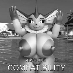 3d_(artwork) anthro areola areola_slip breasts digital_media_(artwork) eeveelution elitedog female generation_1_pokemon hi_res nintendo nipples nude nude_anthro nude_female pokemon pokemon_(species) pokemorph pool poolside vaporeon watertype