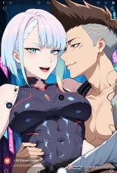 1girl1boy ai_generated cheating cheating_girlfriend covered_nipples cyberpunk cyberpunk:_edgerunners cyberpunk_2077 cyberpunk_clothes cyberpunk_girl david_martinez_(edgerunners) dirty_talk female from_below kissing looking_at_another looking_at_partner looking_at_viewer lucyna_kushinada medium_breasts naughty naughty_face naughty_girl naughty_smile neon netorare nsfw ntr outfit pose seductive seductive_body seductive_expression seductive_eyes seductive_female seductive_look seductive_mouth seductive_pose seductive_smile sexy sexy_armpits sexy_body sexy_clothing sexy_dress sexy_female sexy_pose short_hair skirt skirt_lift skirt_up stream streamer streaming sweat sweaty sweaty_body tagme video voice voice_acted