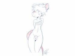 anthro balls blush bodily_fluids breasts chastity_cage chastity_device digital_drawing_(artwork) digital_media_(artwork) ear_piercing ear_ring ear_stud fluffy fluffy_hair genital_fluids genitals gynomorph hair hands_behind_back hi_res intersex leaking_precum lock long_tail looking_at_viewer mallory_(pkdizzy) mammal mouse murid murine nude_anthro padlock piercing pkdizzy precum ring_piercing rodent small_breasts solid_chastity_cage solo standing sweat tail trans_(lore) trans_woman_(lore) wearing_chastity_cage wearing_chastity_device