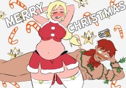 1boy 1boy1girl 1cuntboy 1girls adventure_time bbw belly belly_button big_breasts blonde_female blonde_hair blush brown_hair cake_the_cat cartoon_network cat_eyes christmas christmas_clothing christmas_outfit chubby chubby_female fat_ass fat_thighs female fionna_and_cake fionna_campbell fionna_the_human_girl green_eyes hbo_max human hunter hunter_(fionna_and_cake) hunter_wizard mastectomy_scar mistletoe neko_cookie nude_male skirt socks tan_body tan_skin white_skin