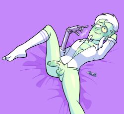 1boy 2025 4_fingers 4_toes abs anus arms_behind_head arms_up ass balls bed biting_lip blush bottomless bottomless_male button_down_shirt buttons cartoon_network cartoony cel_shading collared_shirt condom condom_wrapper cyborg foreskin frown frowning goatee green_body green_skin half-closed_eyes humanoid itamigao kneesocks laying laying_down laying_on_back laying_on_bed long_ears long_nose long_sideburns male_only mechanical_arm mohawk muscular muscular_male no_pants open_legs open_shirt pastel pastel_colors pecs penis pinup pointing pointy_ears presenting_anus presenting_ass presenting_balls presenting_penis purple_background regular_show robotic_arm robotic_eye rolled_up_sleeves seductive seductive_look self_upload sheets sideburns signature simple_background small_pupils socks soft_color solo solo_focus solo_male techmo toony tube_socks uncircumcised vein veiny veiny_penis white_hair white_shirt
