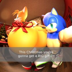 2boys absurd_res adri164 anthro ass balls big_ass big_butt bottomwear bottomwear_down bubble_butt canid canine christmas christmas_decorations christmas_present christmas_tree clothed clothing curvy_figure duo eulipotyphlan femboy food fox fur genitals gift hand_on_butt hedgehog hi_res holding_object holidays huge_ass huge_butt hyper_ass large_ass looking_back male mammal pants pants_down partially_clothed plant red_fox sega selfie snapchat sonic_(series) sonic_the_hedgehog sonic_the_hedgehog_(series) tagme tail tails tails_the_fox text thick_thighs tree true_fox wide_hips yellow_body yellow_fur