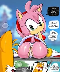 amy_rose anus_peek ass cameltoe clueless furry miles_tails_prower pokachu pokachu_(artist) sega sonic_(series) sonic_the_hedgehog_(series) tagme tails_the_fox upskirt