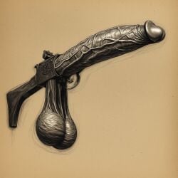 ai_generated cock dick gun inanimate inanimate_object inanimate_object_w/_genitals male monochromatic monochrome nightmare_fuel non-human pencil penis penis_gun penis_weapon scrotum shotgun testicles thanks_i_hate_it weapon weaponized_penis what wtf wtf_is_this