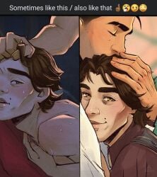 2boys arcane arcane_jayce arcane_viktor bed bedroom bedroom_sex blush cuddling cute digital_media_(artwork) doggy_style doggy_style_position english_text eye_contact face_closeup gay gay_male gay_sex grabbing_another's_hair grabbing_hair hair_grab hand_on_hair hand_on_head happy hug hugging implied_anal implied_penetration implied_sex jayce_talis jayvik kissing league_of_legends looking_at_viewer looking_pleasured lussluss_art male male_focus male_only meme moaning moaning_in_pleasure mole mole_above_mouth netflix no_visible_genitalia pulling_hair riot_games romantic_couple romantic_sex rough_sex sex smile smiling snuggling soft sometimes_like_this_also_like_that sweat sweating unseen_penetration viktor_(league_of_legends) yaoi