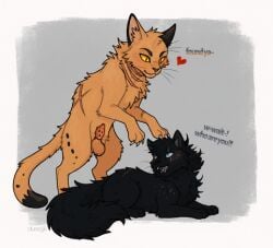 anonymous_artist antpelt_(warriors) attack balls claws_out dick feline feline_genitalia feline_penis feral feral_only fluffy heart heat lesbian_cheating_with_male lesbian_conversion lesbian_gets_dicked lesbian_with_male louixie louixie_artist oc oc_x_canon omensky open_mouth original_character penis spiked_penis text warrior_cats warriors_(book_series) warriors_(cats)
