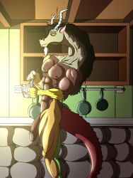 abs absurd_res anthro anthrofied appliance ass biceps big_penis chest_tuft chimera circumcised container cup cutlery detailed_background discord_(mlp) draconequus dracul_la facial_hair flaccid forearms friendship_is_magic fur genitals goatee hair hasbro hi_res horn huge_cock humanoid_genitalia humanoid_penis kitchen kitchen_appliance kitchen_cabinet kitchen_counter kitchen_utensils long_hair long_neck long_penis male mammal messy_hair morning mug muscular muscular_anthro muscular_arms muscular_chest muscular_male muscular_thighs my_little_pony mythological_creature mythology nipples nude nude_anthro nude_male pecs penis shoulders_back solo solo_in_panel spoon stirring tail tired tired_eyes tools tuft