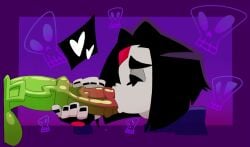1boy 1girls 2d animated beast_boy black_hair black_nails blowjob chocolatepete0 closed_eyes dc dc_comics fellatio green_skin grey_skin handjob horsecock no_sound raven_(dc) raven_(teen_titans) saliva saliva_trail tagme teen_titans vanilla-pete video