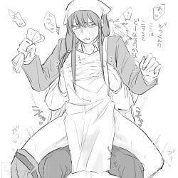 2boys apron blush class_3-z from_behind gakuran gay gintama gintoki_sakata groping groping_from_behind groping_pecs headscarf implied_anal implied_sex katsura_kotarou long-haired_male long_hair male male_only monochrome no_visible_genitalia official_alternate_costume pants_down reverse_upright_straddle school_uniform straddling suwada_niku teacher teacher_and_student yaoi
