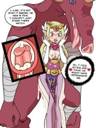 absurd_res anthro anthro_penetrating anthro_penetrating_humanoid blonde_hair blush bodily_fluids breasts caught caught_in_the_act cum cum_inside cum_on_breasts cum_on_face dialogue duo english_text female female_penetrated genital_fluids hair hasselnut hi_res humanoid humanoid_on_anthro humanoid_penetrated humanoid_pointy_ears hylian long_hair male male/female male_penetrating male_penetrating_female medium_breasts moblin monster nintendo nipples open_mouth penetration pointy_ears princess_zelda sex speech_bubble text the_legend_of_zelda tongue tongue_out toon_zelda wolfgang_bang