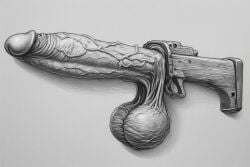 ai_generated cock dick gun inanimate inanimate_object inanimate_object_w/_genitals male monochromatic monochrome non-human pencil penis penis_gun penis_weapon scrotum shotgun testicles weapon weaponized_penis what wtf wtf_is_this