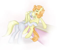 blush carrot_top_(mlp) derpy_hooves equine female friendship_is_magic horse yuri my_little_pony pegasus pony pussy v-invidia wings yuri